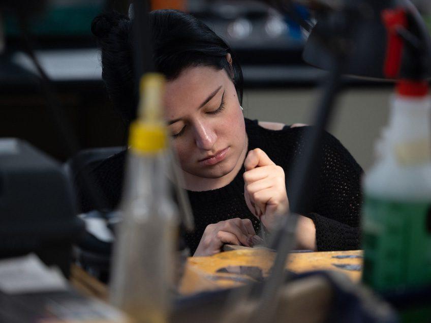 A student works in the Jewelry Studio.